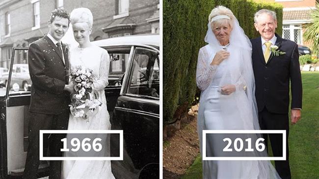 Po 50 letih sta oblekla iste poročne obleke.